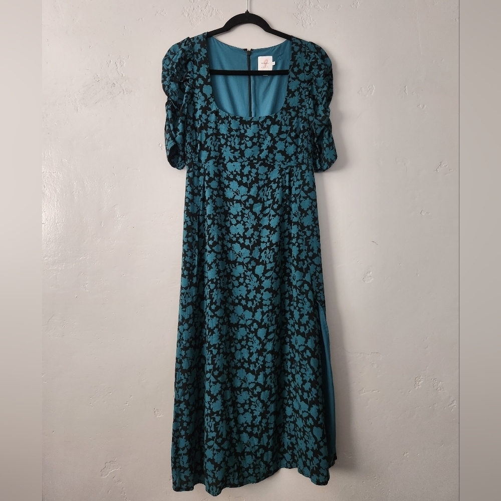 The Nines By Hatch Maternity Lined Scoop Neck Maxi Dress Puff Sleeve XS